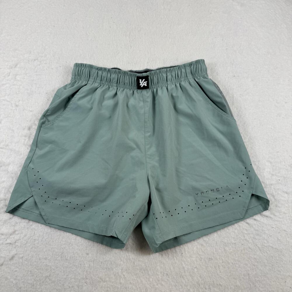 YoungLA Shorts Womens Size S Green 5 Inseam Athletic Drawstring Lightweight Gym